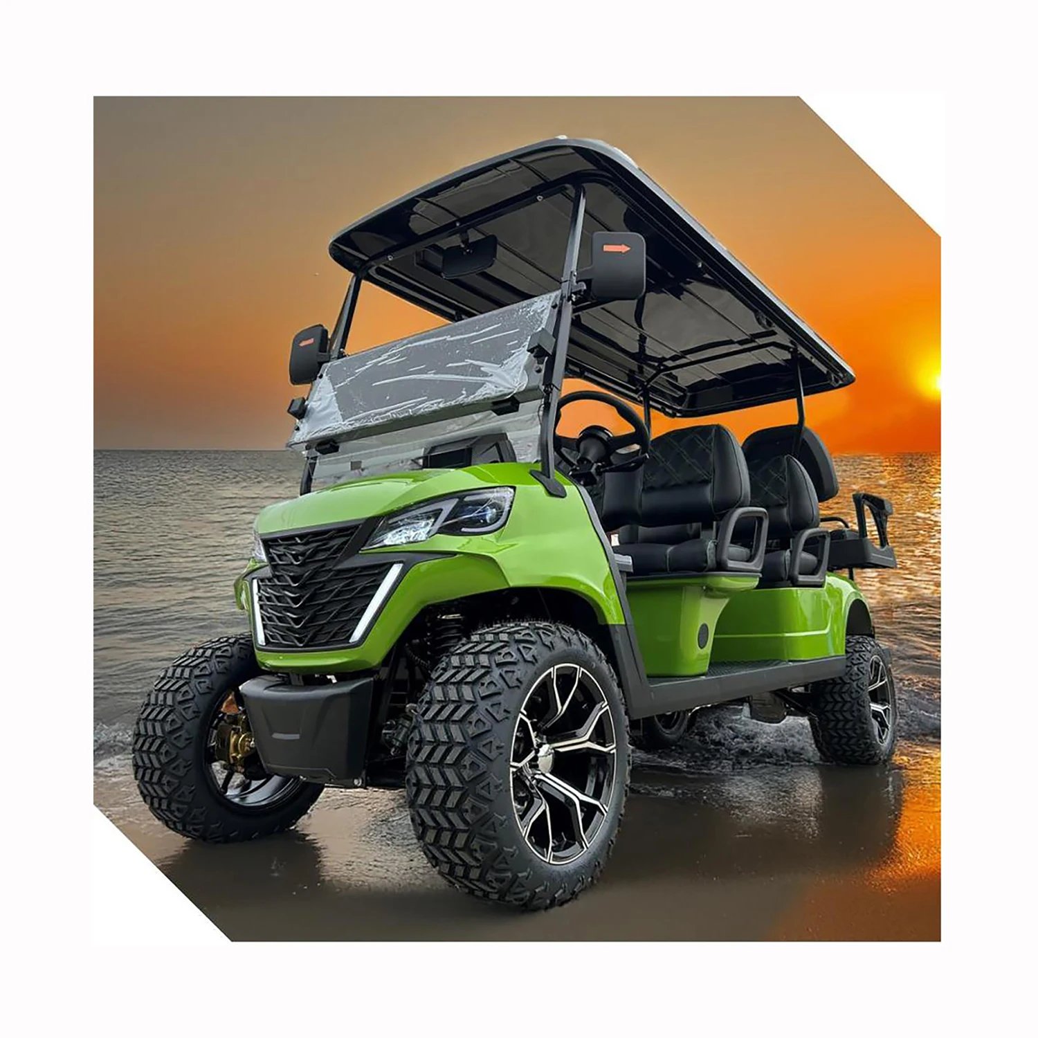 Top Quality 5000W Lithium Battery Rechargeable 2+2 Seats Utility Electric Golf Carts Buggy